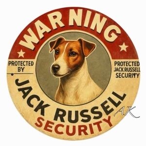 WARNING PROPERTY PROTECTED BY JACK RUSSELL SECURITY TIN SIGN 🐾 JRT